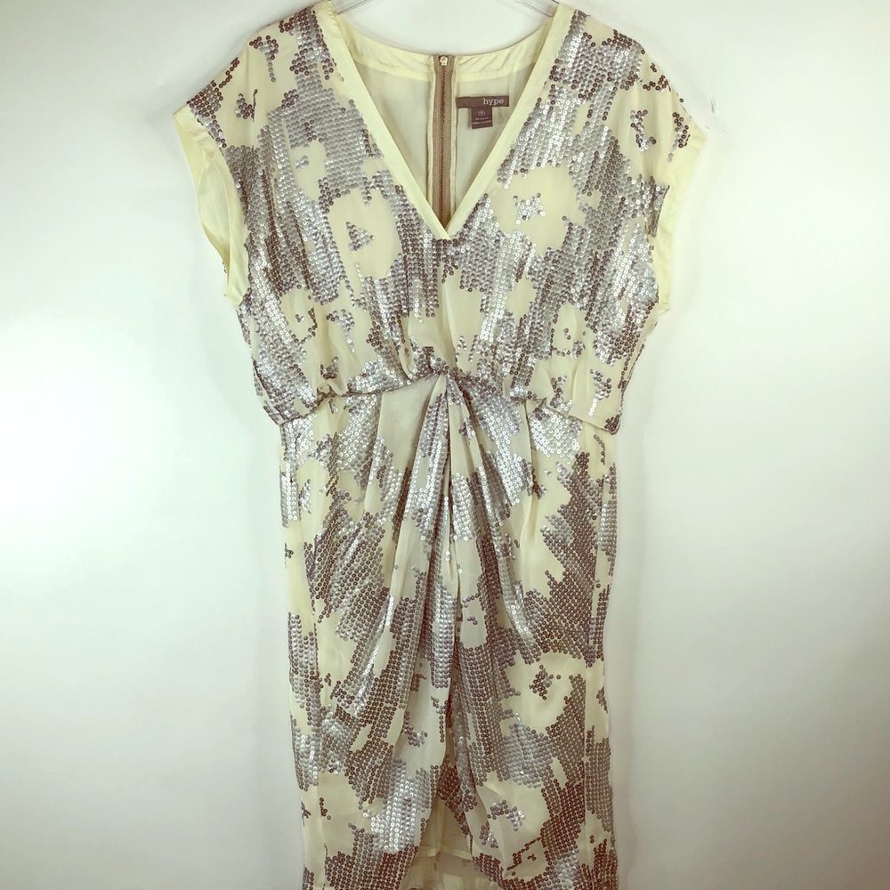 Hype Cream with Silver Sequined Dress